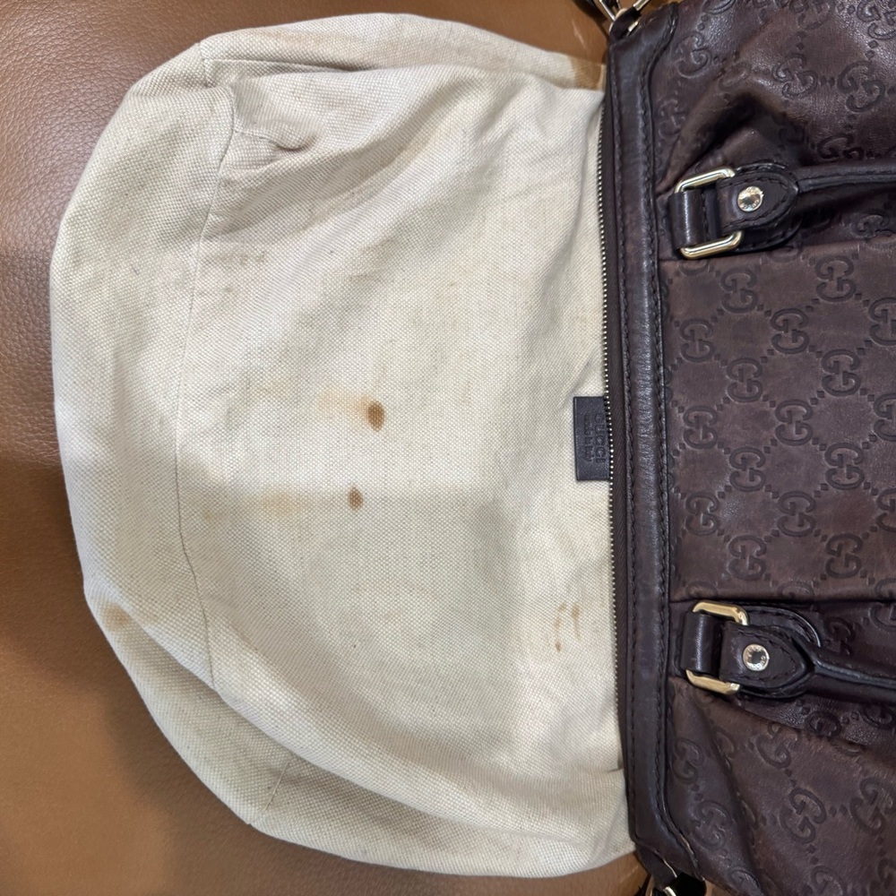 Gucci Dark Brown GG Embossed Leather Shoulder Bag - Picture 9 of 12